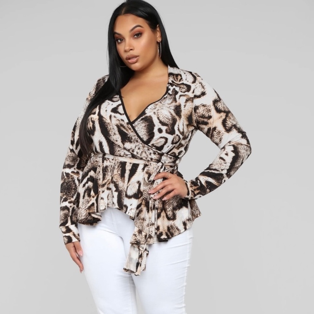 Animal Print Wrap Top